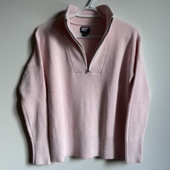 NWOT LANDS' END Pink Drifter Quarter Zip Pullover Sweater - Picture 1 of 5